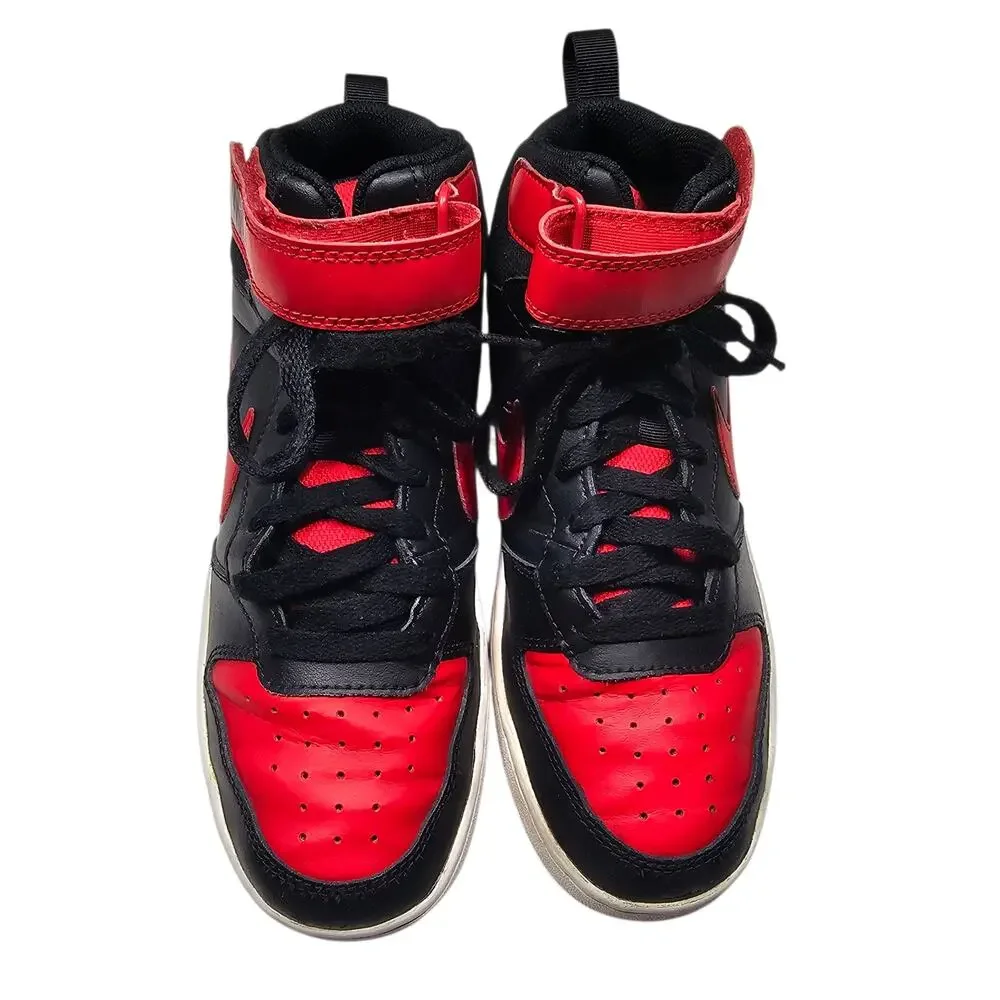 Nike Court Borough Mid 2 Big Kids' Shoes University Red Black Size 7Y / W 8.5